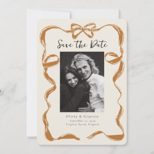 Whimsisches Kupfer-Foto Bow Save the Date