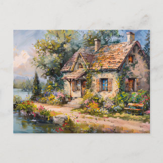 Whimsisches Küstengebiet Hütte Kernstück Postkarte