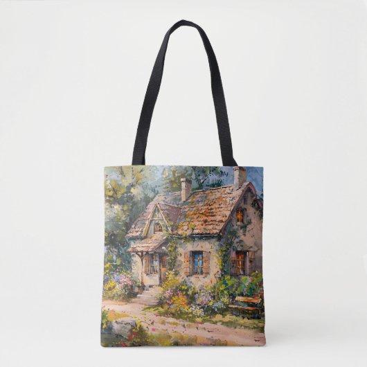 Whimsisches Küstengebiet Hütte Kernstück Tasche (Vorderseite)