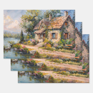 Whimsisches Küstenmeer-Hütte - Kernaussage Geschenkpapier Set