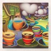 Whimsisches Land der Kaffeekuppen Glasuntersetzer (Vorderseite)
