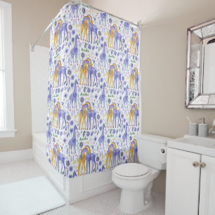 Whimsisches Lila Aquamarines Giraffenmuster Duschvorhang