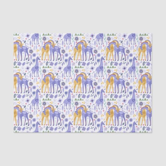 Whimsisches Lila Aquamarines Giraffenmuster Seidenpapier (Vorderseite)