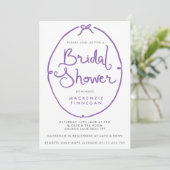 Whimsisches Lila Bow-Brautparty Einladung (Stehend Vorderseite)