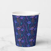 Whimsisches Lila Quallenmuster Party Pappbecher (Rückseite)