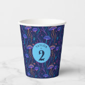 Whimsisches Lila Quallenmuster Party Pappbecher (Vorderseite)