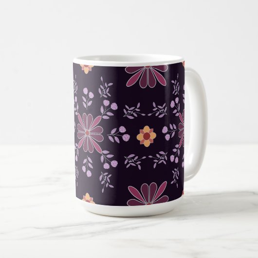 Whimsisches Lila und Gelbes Folk Tasse (VorderseiteRechts)