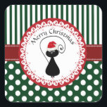 Whimsisches lustiges Weihnachtskatzenmuster Quadratischer Aufkleber<br><div class="desc">Whimsical lustige Weihnachts Weihnachtskatzen Muster Design.</div>