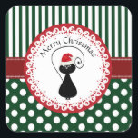 Whimsisches lustiges Weihnachtskatzenmuster Quadratischer Aufkleber<br><div class="desc">Whimsical lustige Weihnachts Weihnachtskatzen Muster Design.</div>