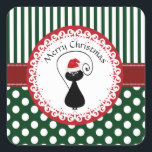 Whimsisches lustiges Weihnachtskatzenmuster Quadratischer Aufkleber<br><div class="desc">Whimsical lustige Weihnachts Weihnachtskatzen Muster Design.</div>