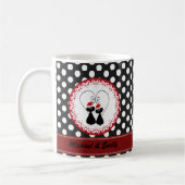 Whimsisches lustiges Weihnachtskatzenpaar personal Kaffeetasse (Links)