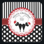 Whimsisches lustiges Weihnachtskatzenpaar Quadratischer Aufkleber<br><div class="desc">Whimsical lustige Weihnachts Weihnachtskatzenpaar Muster Design.</div>