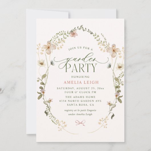 Whimsisches Märchen Blumengarten Party Einladung (Vorderseite)