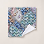 Whimsisches Märchen | Nixen Einhorn Patchwork Badhandtuch Set (Waschlappen)