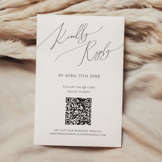 Whimsisches Minimalistisches Script QR Code RSVP-K RSVP Karte