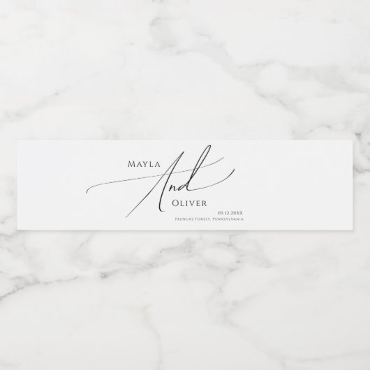 Whimsisches Minimalistisches Script Wasserflasche- Wasserflaschenetikett (Einzelnes Label)