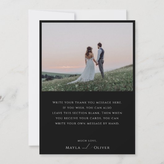 Whimsisches Minimalistisches Skript | Black Flat F Dankeskarte (Rückseite)