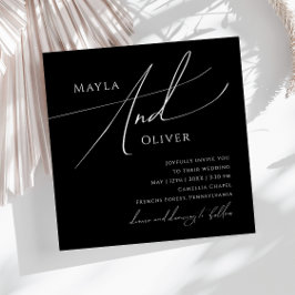 Whimsisches Minimalistisches Skript | Black Square Einladung