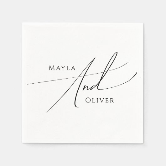 Whimsisches Minimalistisches Skript | Hochzeit Serviette (Vorderseite)