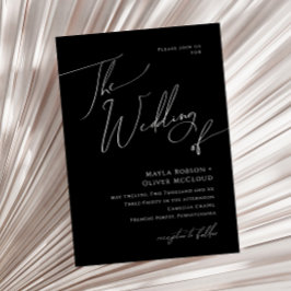 Whimsisches Minimalistisches Skript | Schwarz die  Einladung