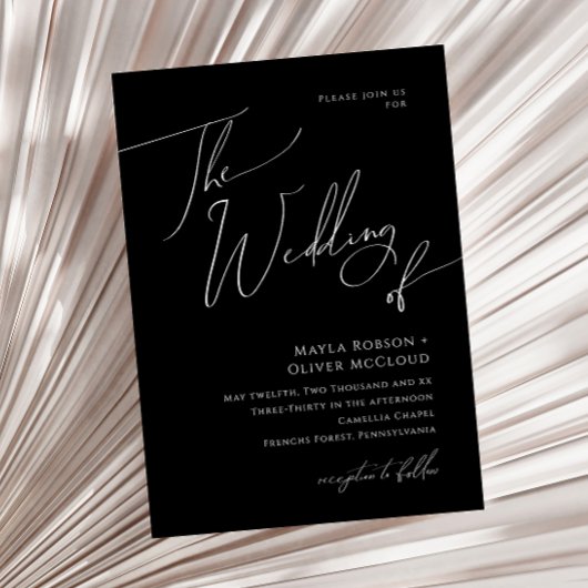 Whimsisches Minimalistisches Skript | Schwarz die  Einladung