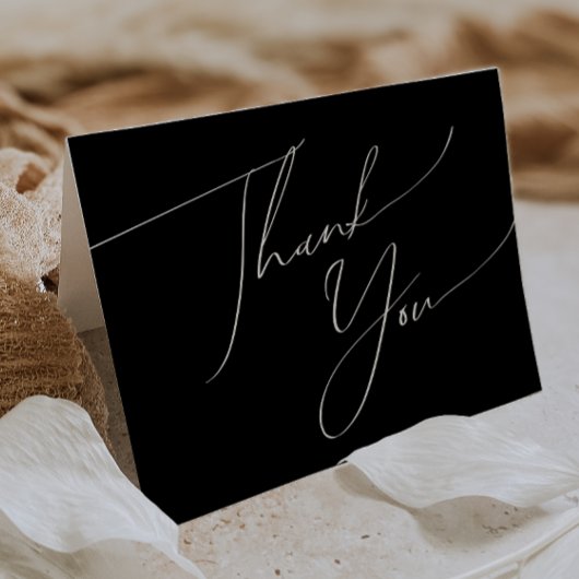 Whimsisches Minimalistisches Skript | Schwarz gekl Dankeskarte