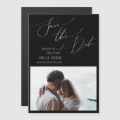 Whimsisches Minimalistisches Skript | Schwarz Save Magneteinladung (Vorne/Hinten)