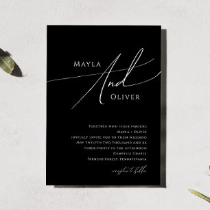 Whimsisches Minimalistisches Skript   Schwarze Hoc Einladung