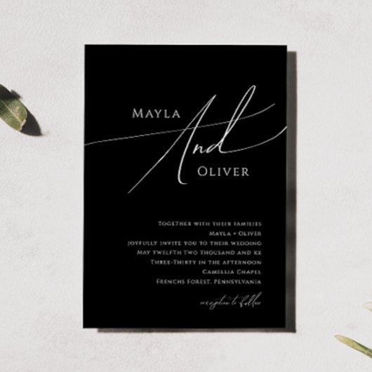 Whimsisches Minimalistisches Skript | Schwarze Hoc Einladung