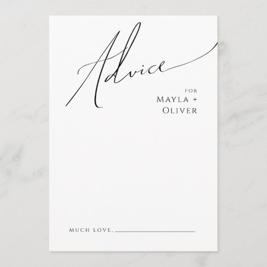 Whimsisches Minimalistisches Skript | Schwarze Hoc Hinweiskarte (Vorderseite)