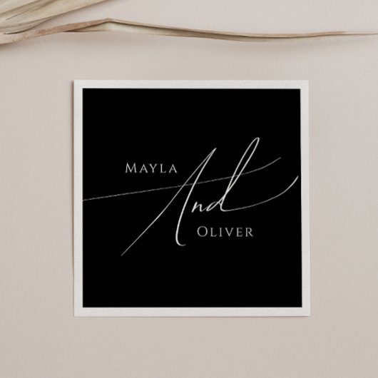 Whimsisches Minimalistisches Skript | Schwarze Hoc Serviette