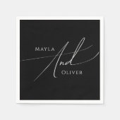 Whimsisches Minimalistisches Skript | Schwarze Hoc Serviette (Vorderseite)