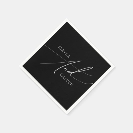 Whimsisches Minimalistisches Skript | Schwarze Hoc Serviette (Ecke)