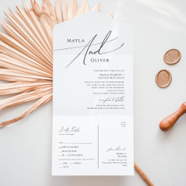 Whimsisches Minimalistisches Skript-Siegel und Sen All In One Einladung