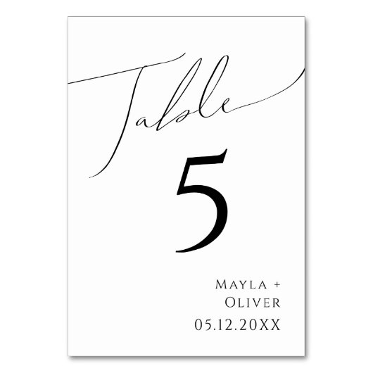 Whimsisches Minimalistisches Skript | TISCHNUMMER (Rückseite)