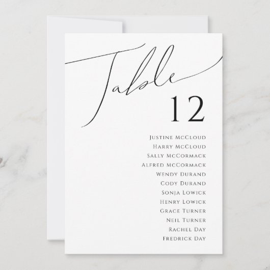 Whimsisches Minimalistisches Skript | TISCHNUMMER (Vorderseite)