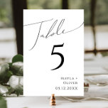 Whimsisches Minimalistisches Skript | TISCHNUMMER<br><div class="desc">Dieses skurrile minimalistische Skript | Tischnummer ist perfekt für Ihre klassische klassische Schwarz-Weiß minimale moderne Boho Hochzeit. Das Design besticht durch elegante, delikate und romantische handgeschriebene Kalligraphieschriften mit formaler Shabby Chic-Typografie. Das Aussehen wird bei jeder Hochzeitszeit gut sein: Frühling, Sommer, Herbst oder Winter! Das Produkt ist bearbeitbar und hat viel...</div>