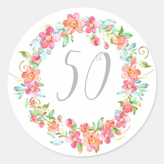 Whimsisches, modernes Party mit Blumengarten Runder Aufkleber (Vorderseite)