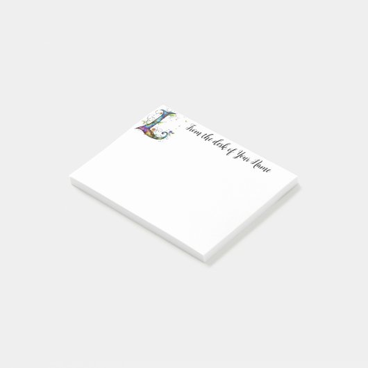 Whimsisches Monogramm L Post-it Klebezettel (angewinkelt)