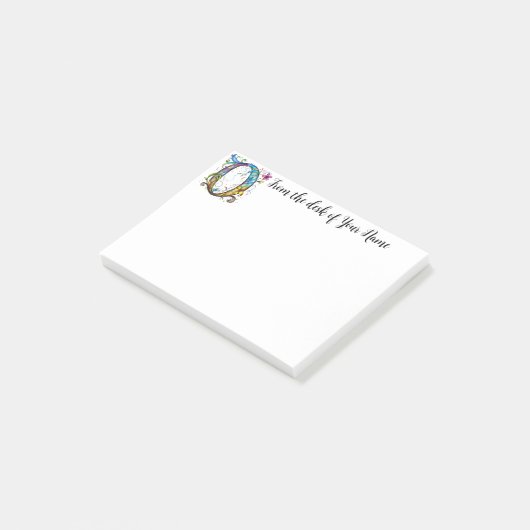 Whimsisches Monogramm O Post-it Klebezettel (angewinkelt)