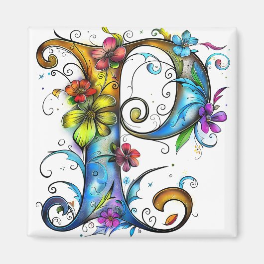 Whimsisches Monogramm P Magnet (Vorne)