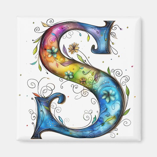Whimsisches Monogramm S Magnet (Vorne)