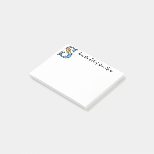 Whimsisches Monogramm S Post-it Klebezettel (angewinkelt)