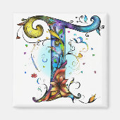 Whimsisches Monogramm T Magnet (Vorne)