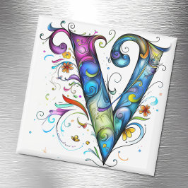 Whimsisches Monogramm V Magnet