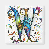 Whimsisches Monogramm W Magnet (Vorne)