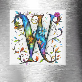 Whimsisches Monogramm W Magnet