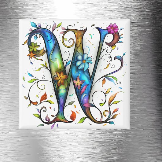 Whimsisches Monogramm W Magnet