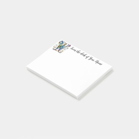 Whimsisches Monogramm W Post-it Klebezettel (angewinkelt)