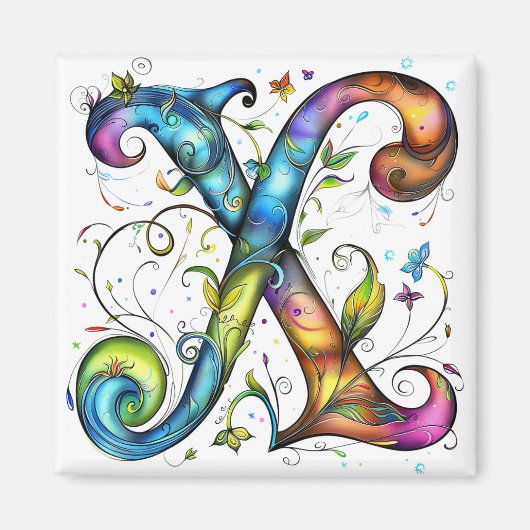 Whimsisches Monogramm X Magnet (Vorne)
